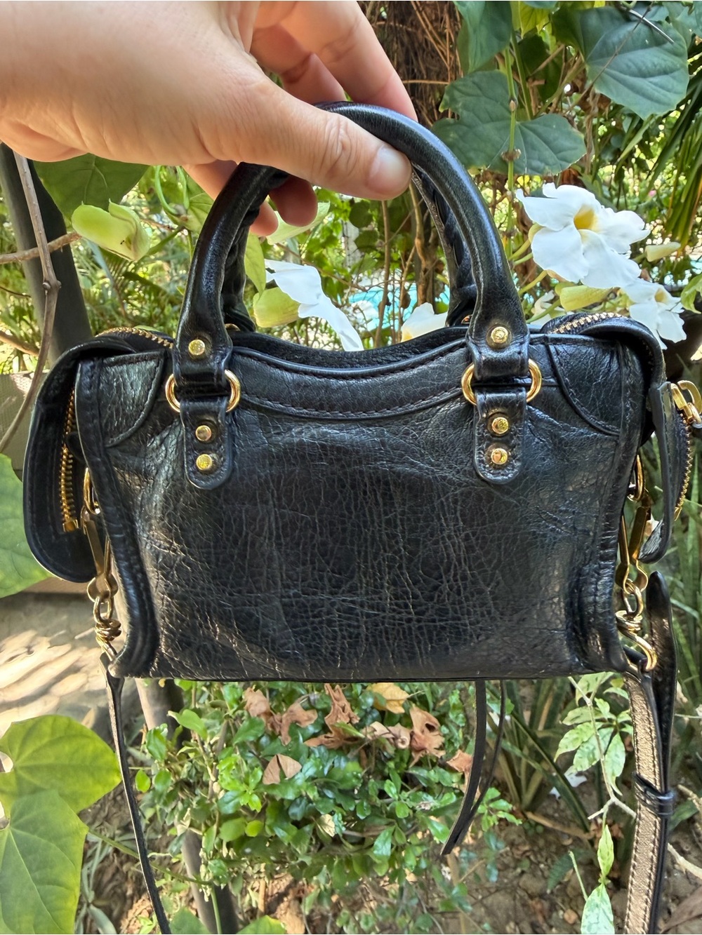 🎀BALENCIAGA Agneau Giant 12 Gold Hardware Micro City Gris Fossile - Picture 3 of 17